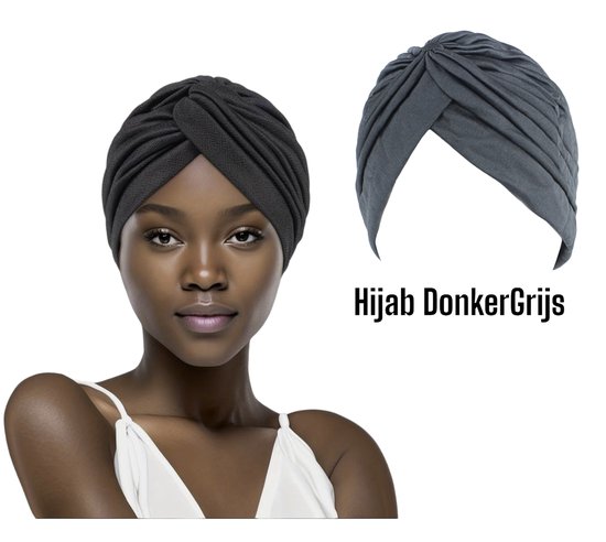 Cabantis Hijab - Hoofddeksel - Islamitisch - Tulband - Chemo - Muts - Donker Grijs