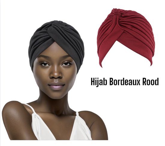 Cabantis Hijab - Hoofddeksel - Islamitisch - Tulband - Chemo - Muts - Bordeaux Rood
