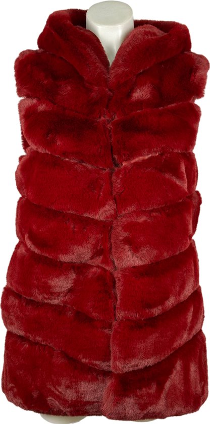 Elegante Dames Faux Fur Bodywarmer met Capuchon – Warm en Zacht - Beschikbaar in 6 stijlvolle kleuren - One Size - Bordeaux