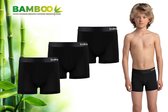 Bamboo - Boxershorts Jongens - Bamboe - 3 Stuks - Zwart - 146-152 - Ondergoed Jongens - Onderbroeken Jongens - Boxershort Kinderen Jongens - Boxer - Onderbroek