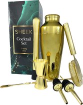 Fjesta Cocktail Set – 7-Delig – Cocktail Shaker Set – Cadeau Voor Man – Cadeau Voor Vrouw – Geschenkdoos - Goud - RVS