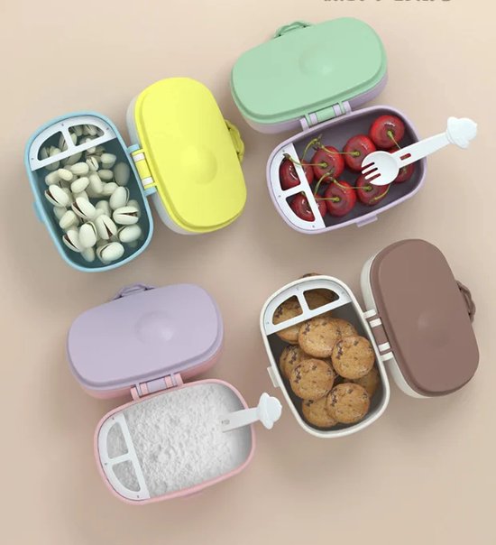 Without Lemon - Baby Melkpoeder Doseer Box - Reisbox - Opbergdoos voor voeding - Dispenser met schraper, lepel en vork - Wit - 380ml van Merkloos — afbeelding 4