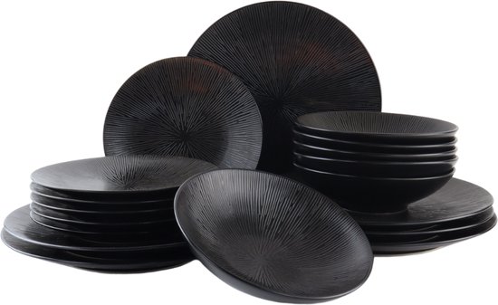 CreaTable, 22707 Serie Industrial Gold Black - Juego de vajilla de 12