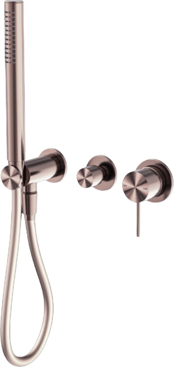 Owen & Finch Messing Staafhanddouche met omstel – Geborsteld Satijn Brons PVD – Combineerbaar met regendouche of een (vrijstaande) Badvuller