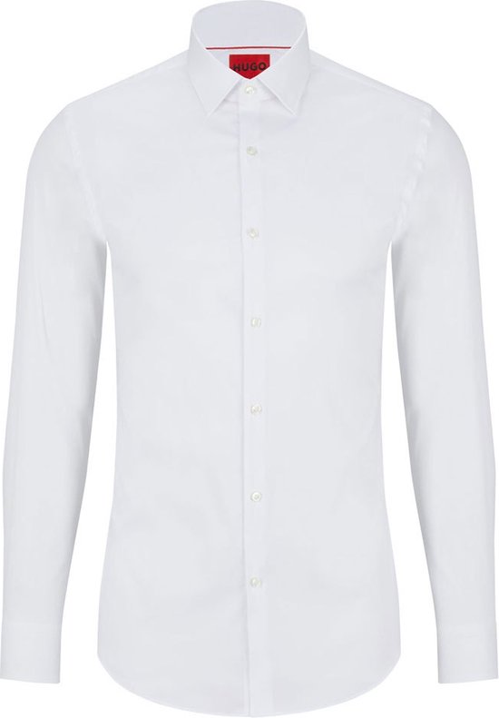 HUGO Kenno slim fit overhemd - popeline - wit - Strijkvriendelijk - Boordmaat: 43