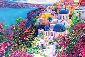 Judasbomen en Lente in Santorini | Houten Puzzel | 1000 Stukjes | 44 x 59 cm | King of Puzzle
