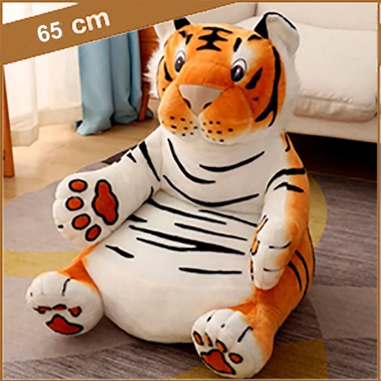Grote knuffel Babysofa - Kinderstoeltje met tijger knuffel - 65 x 55 cm