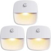 3 x Nachtlampje met bewegingssensor - Draadloos - voor o.a. Slaapkamer, babykamer Garage - Dag en Nacht Sensor | Werkt op 3 AAA batterijen