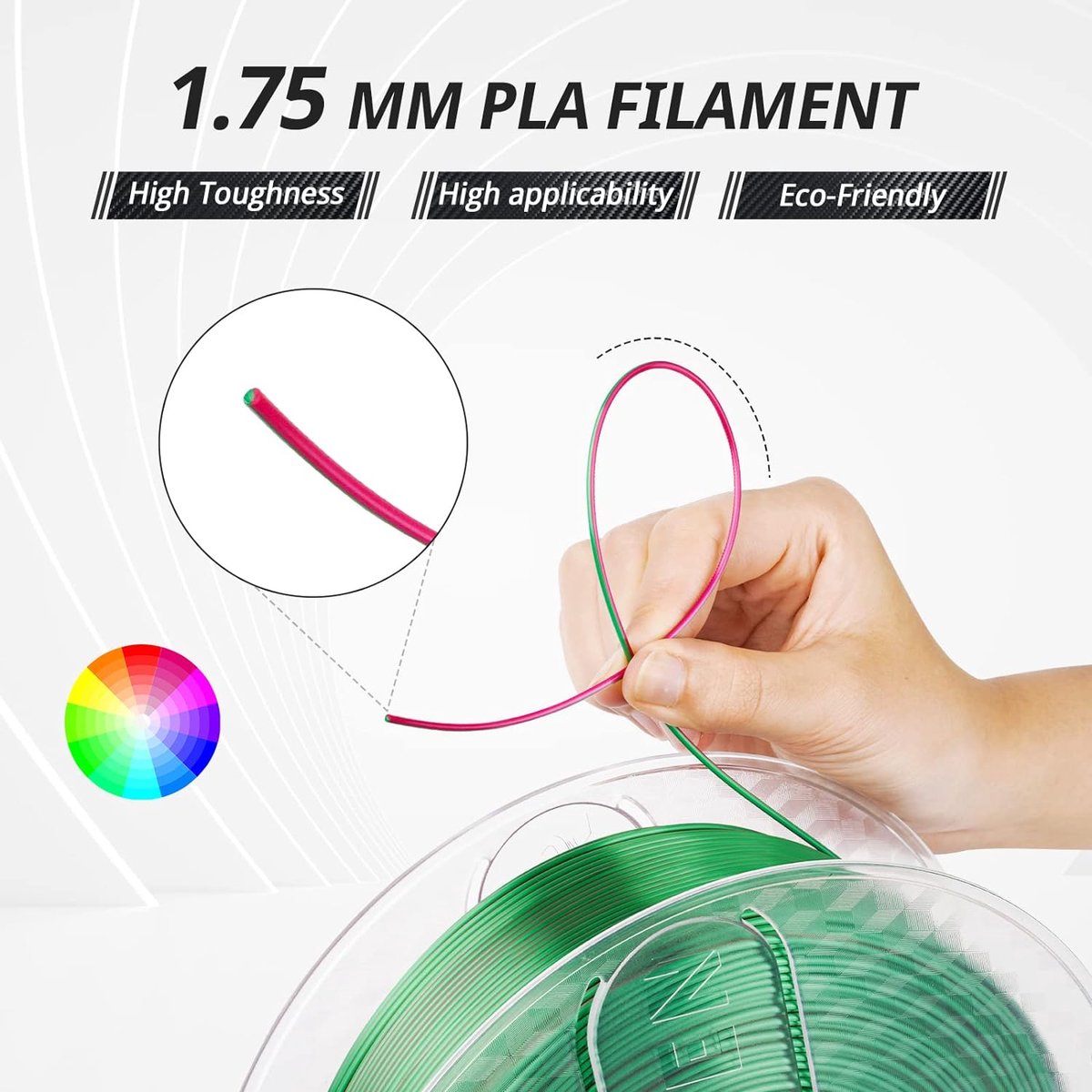 Amolen Deux Couleurs PLA Filament 1.75mm, Soie Bobine Filament PLA