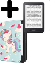 Hoesje Geschikt voor Kobo Clara 2E Hoes Bescherm Hoesje Case Luxe Sleep Cover Met Screenprotector - Eenhoorn