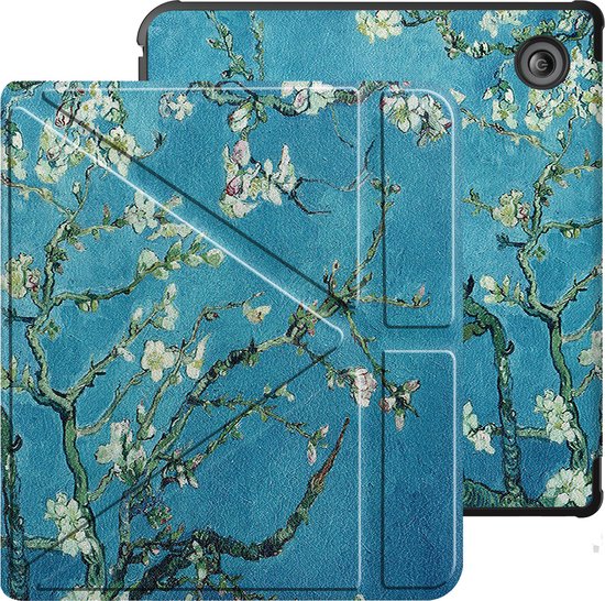 Hoesje Geschikt voor Kobo Sage Hoesje Luxe Bescherm Case Trifold Met Screenprotector - Hoes Geschikt voor Kobo Sage Hoes Book Cover - Bloesem van Hoesje  — afbeelding 4