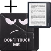 Hoes Geschikt voor Kobo Libra 2 Hoesje Bookcase Cover Book Case Hoes Sleepcover Trifold Met Screenprotector - Don't Touch Me