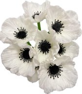 10 Stems Bouquets 11 Inch Artificial Poppies PU Artificial Flowers for Kitchen Table Table Decoration Vase Home Decor Wedding Floral Background Arch Wall (White)