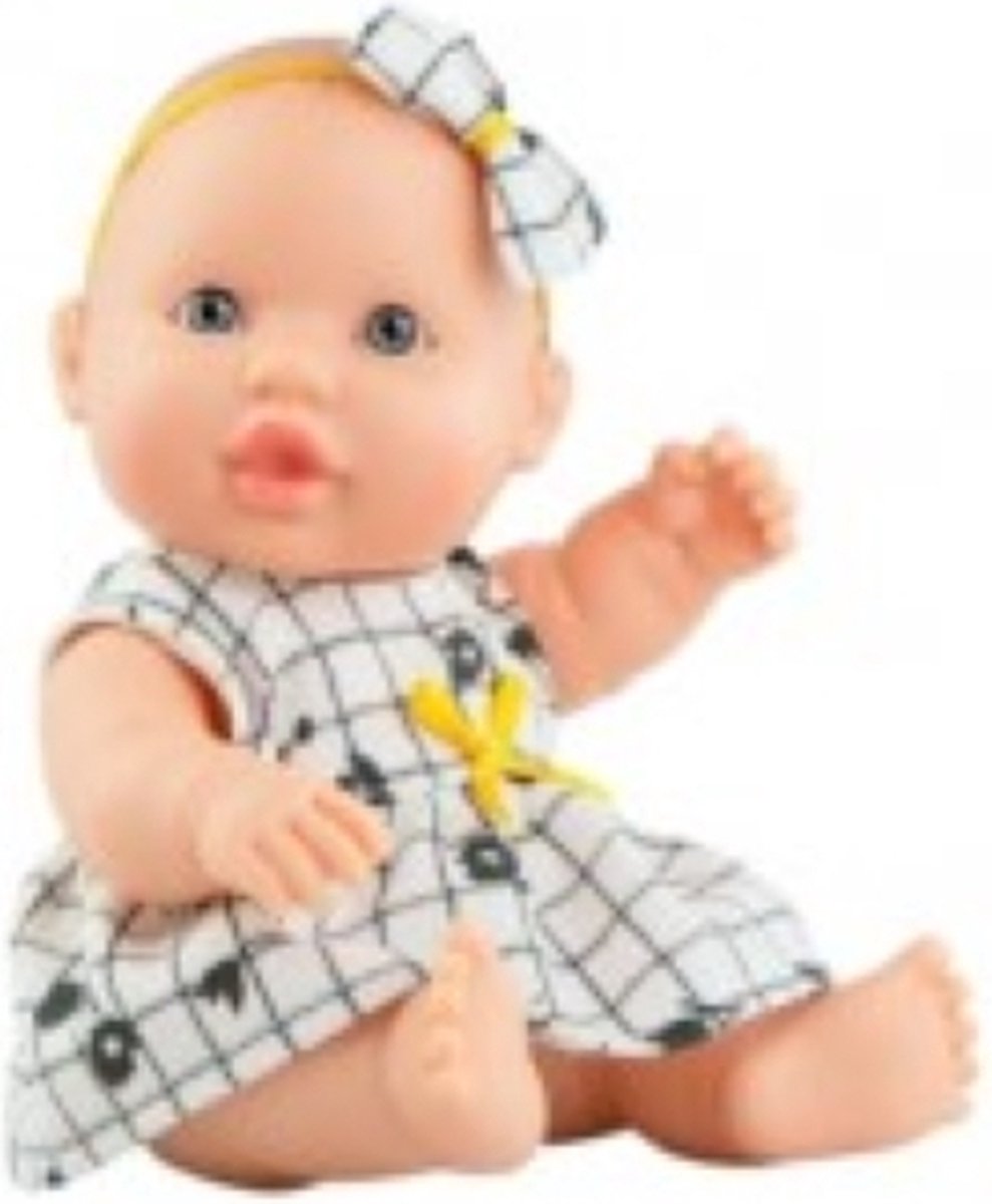 Paola Reina - Puppegie 21 cm - meisje jurkje ruit