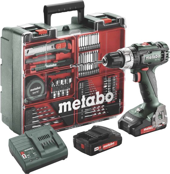 Metabo BS 18 L 18V Li-Ion accu schroef-/boormachine set (2x 2,0Ah accu) in koffer incl. 73-delige accessoires set