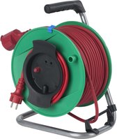 AS Schwabe Enrouleur de câble avec câble en caoutchouc, 25 m, rouge, 230 mm de diamètre