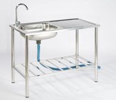 Table de camping / d' Plein air en acier inoxydable avec robinet, évier et tuyau de vidange