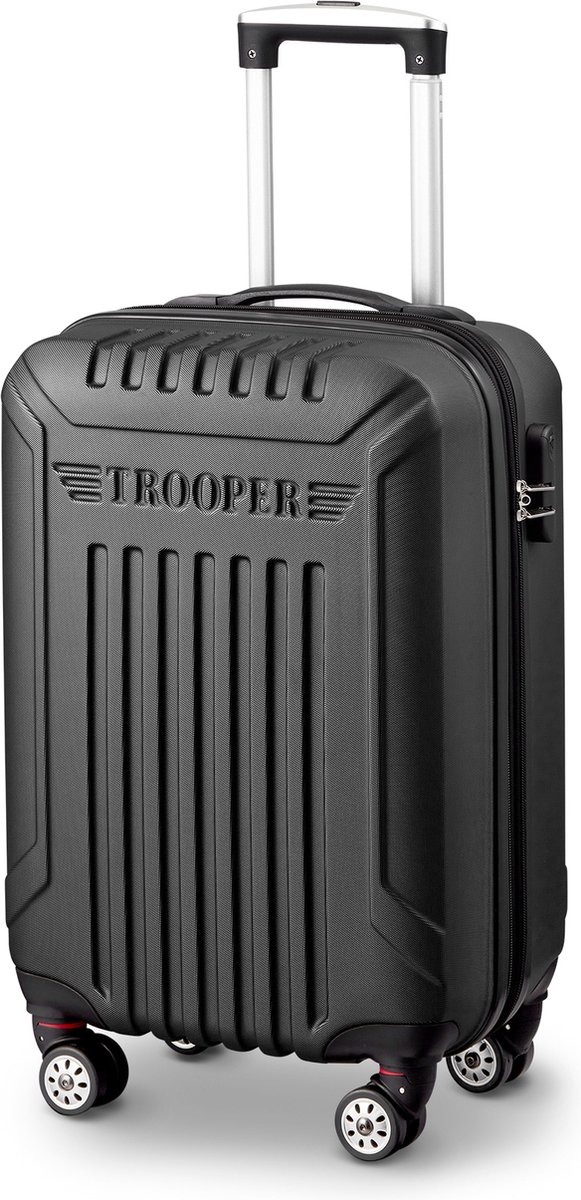 Trooper Missouri - Handbagage koffer - 4 Wielen - Cijferslot - Zwart - Expandable