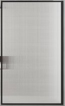 Saqu Faye Douchewand - Incl. Antikalkbehandeling 90x200 cm - Ribbel Glas - Mat Zwart - Inloopdouche