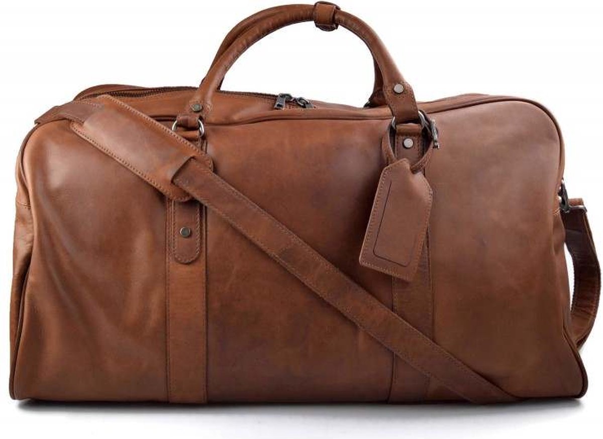 Cargro – 100% Lederen Weekendtas - Handgemaakt - Unisex - Reistas - Sporttas - Duffel bag - 100% Luxe Top-Grain Leer – Weekender 10 Bruin