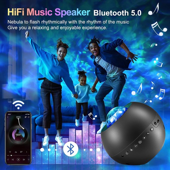 Projecteur Ciel étoilé Avec Aurore – Veilleuse Enfant, Réglage Vitesse/luminosité, Minuterie, Télécommande, Connexion Musique, Pour Chambre