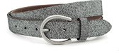 Thimbly Belts Dames riem zwart/zilver tweed - dames riem - 3 cm breed - zwart/zilver - Echt Leer - Taille: 100cm - Totale lengte riem: 115cm