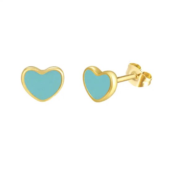 Kinder oorbellen - oorstekers meisje - goudkleurig - gold plated - hartjes oorbellen - blauwe oorbellen - oorknopjes - zilverkleurige meisjes oorbellen - cadeau voor meisje - Liefs Jade