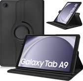 Hoes Geschikt voor Samsung Galaxy Tab A9 hoes – 360° draaibaar tablethoes – Zwart