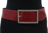 Thimbly Belts Brede heupriem dames rood - dames riem - 6 cm breed - Rood - Echt Leer - Taille: 105cm - Totale lengte riem: 120cm