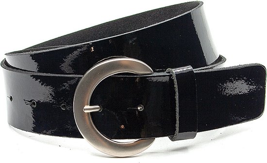 Thimbly Belts Broekriem zwart lak - heren en dames riem - 4 cm breed - Zwart Lak - Echt Lak Leer - Taille: 85cm - Totale lengte riem: 100cm