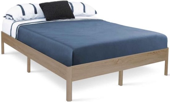Cadre de lit pour lit double YTA avec sommier à lattes, 140 x 190 cm, effet bois naturel