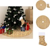 vidaXL Jupe de sapin de Noël - Jaune - 90 cm de diamètre - Avec motif de neige - Comprend une chaussette de Noël - Jupe de sapin de Noël