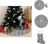 vidaXL Jupe de sapin de Noël Grijs 122 cm - Comprend une chaussette de Noël (100 % polyester) - Jupe de sapin de Noël