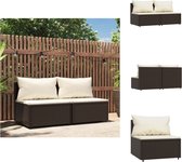 vidaXL Tuinmiddenbanken - trendy - bruin - 63x63x57.5 cm - weerbestendig PE-rattan - Loungebank