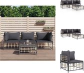 vidaXL Loungeset - Antraciet poly rattan - Modulair ontwerp - Loungebank