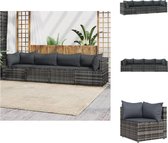 vidaXL Loungeset Modulair - Grijs - PE-rattan - Stalen frame - Weerbestendig - Loungebank