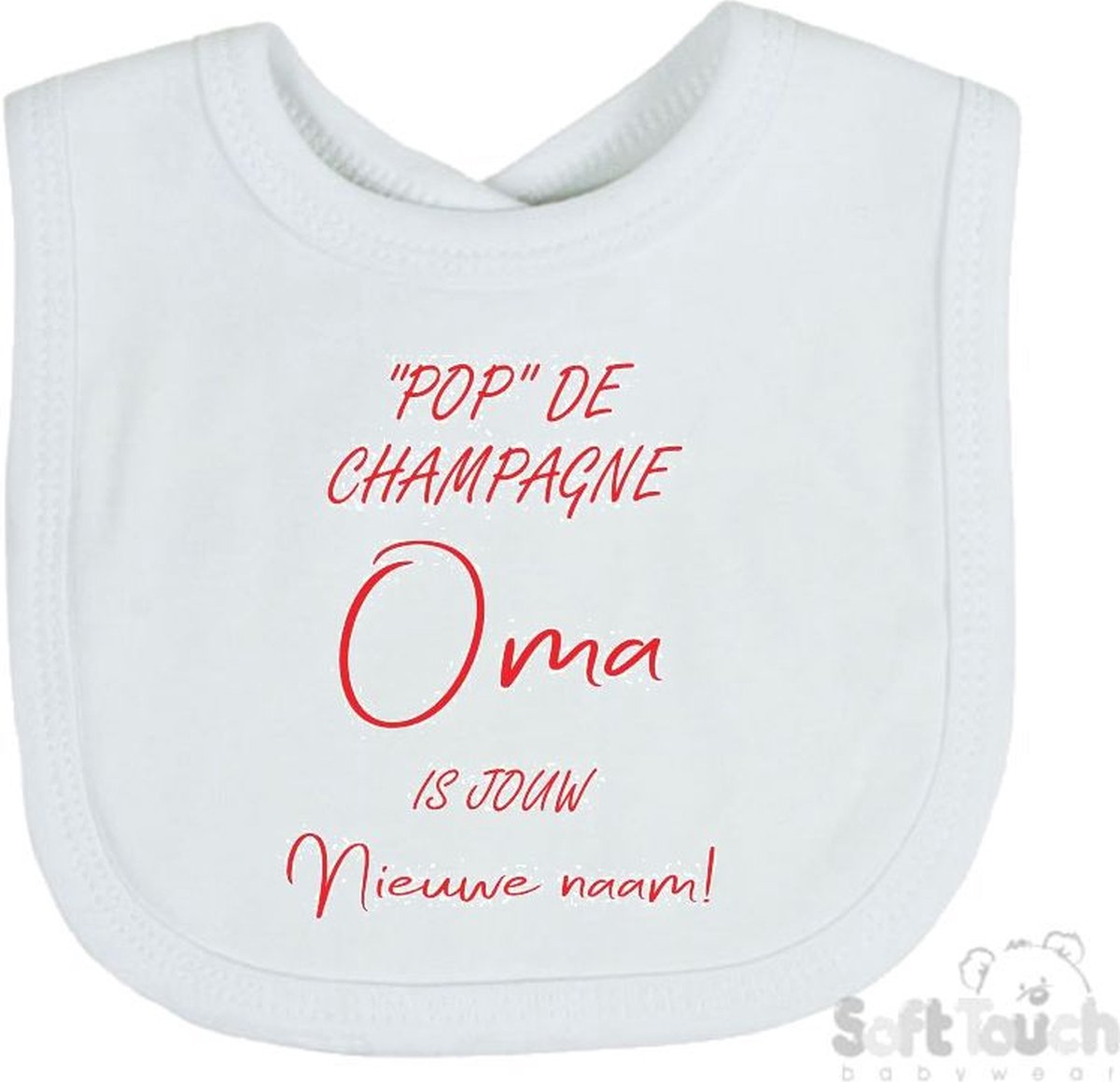Goedkoopste Soft Touch Slabber Slabbetje Slab Pop de champagne Oma is jouw nieuwe naam! Unisex Katoen Wit/rood Maat 33x22 Cm