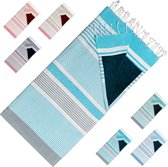 Arowell strandlaken - Trendy strandhanddoek - Slim ontwerp - 2 lagen bescherming tegen zandhitte - sneldrogend compact - zandvrij strandlaken - 170 x 90 cm - Ocean Blue-grey