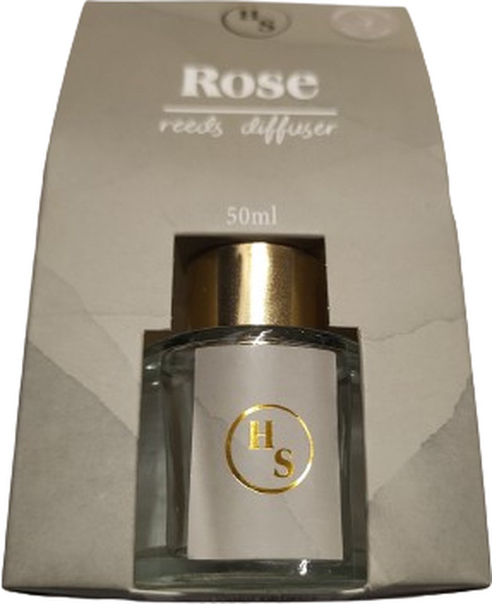 Rose Sjieke Geurstokjes Diffuser Gold Collection Reeds Diffuser 50 ml Glas Gouden dop Cadeautip -Beige taupe verpakking Bloemige geur Aanmaakblokjes
