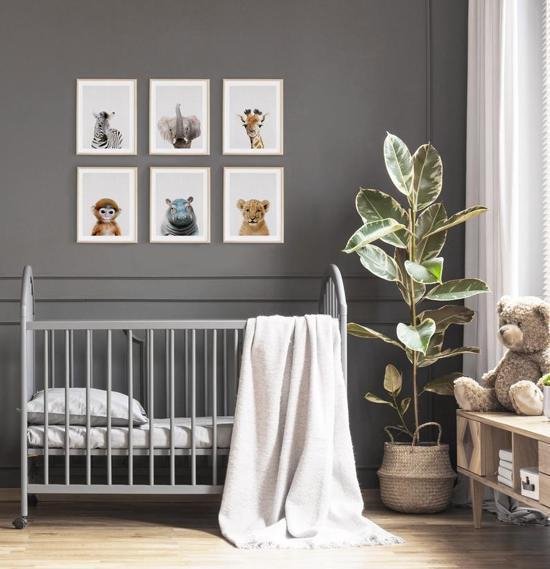 Chambre Bébé - Posters - Chambre Safari - Chambre Enfants - 6 Posters - Posters Animaux - Safari Décoration murale - Format A3 30x40 cm - Poster Chambre Bébé - Posters Enfants - Bébés Animaux