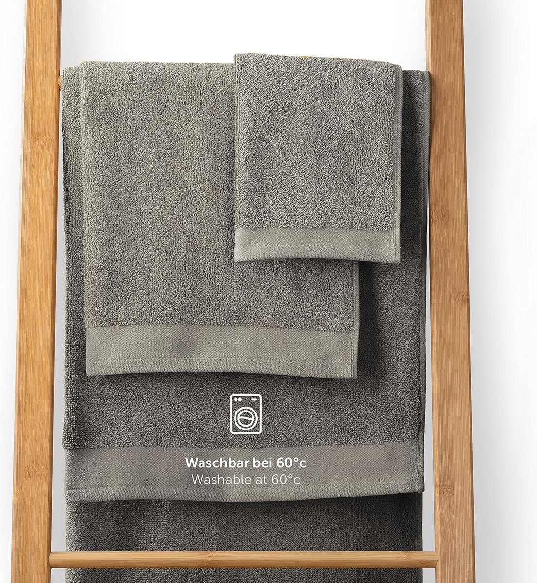 Handdoekenset 2 badhanddoeken 70x140 zacht en absorberend 100% katoen Oeko-Tex 100 gecertificeerd grijs