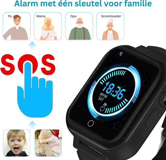 Montre GPS tracker enfant avec caméra étanche Couleur noir