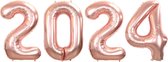 Folie Ballon Cijfer 2024 Oud En Nieuw Versiering Nieuw Jaar Feest Artikelen Happy New Year Decoratie Rose Goud - XL