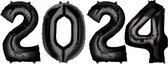 Ballon Cijfer 2024 Oud En Nieuw Versiering Nieuw Jaar Feest Artikelen Zwarte Happy New Year Ballonnen Zwart – XL Formaat