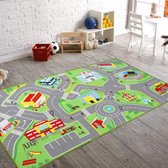 Kinderspeeltapijt straat 80 x 150 cm, met antislip achterkant, kleurrijk kindertapijt voor slaapkamer en speelkamer, tapijt voor vervoer speeltapijt voor jongens en meisjes