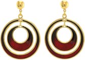 Behave Boucles d'oreilles pendantes femme rondes couleur or et rouge 5 cm