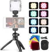 Neewer® - 12 SMD LED Bol Mini Pocketformaat On-Camera LED Videolamp - CRI 95+ met Mini Statief en Kleurenfilter - Ideaal voor Zoom Oproepen/Thuiswerken/Zelf-uitzendingen/YouTube Video's/Live Streaming