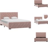 vidaXL Bedframe - Klassiek Hout/Staal - Fluweel - 120 x 200 cm - Roze - Bed