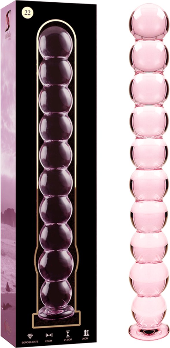 NEBULA SERIES BY IBIZA - MODEL 22 DILDO BOROSILICATE GLASS 21.5 X 2.5 CM PINK | ANALE KRALEN | ANAL PLUG | BUT PLUG | SEX TOYS