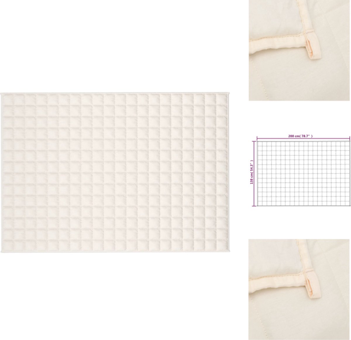 vidaXL - Verzwaringsdeken - 137x200 - cm - 10 - kg - stof - lichtcrèmekleurig